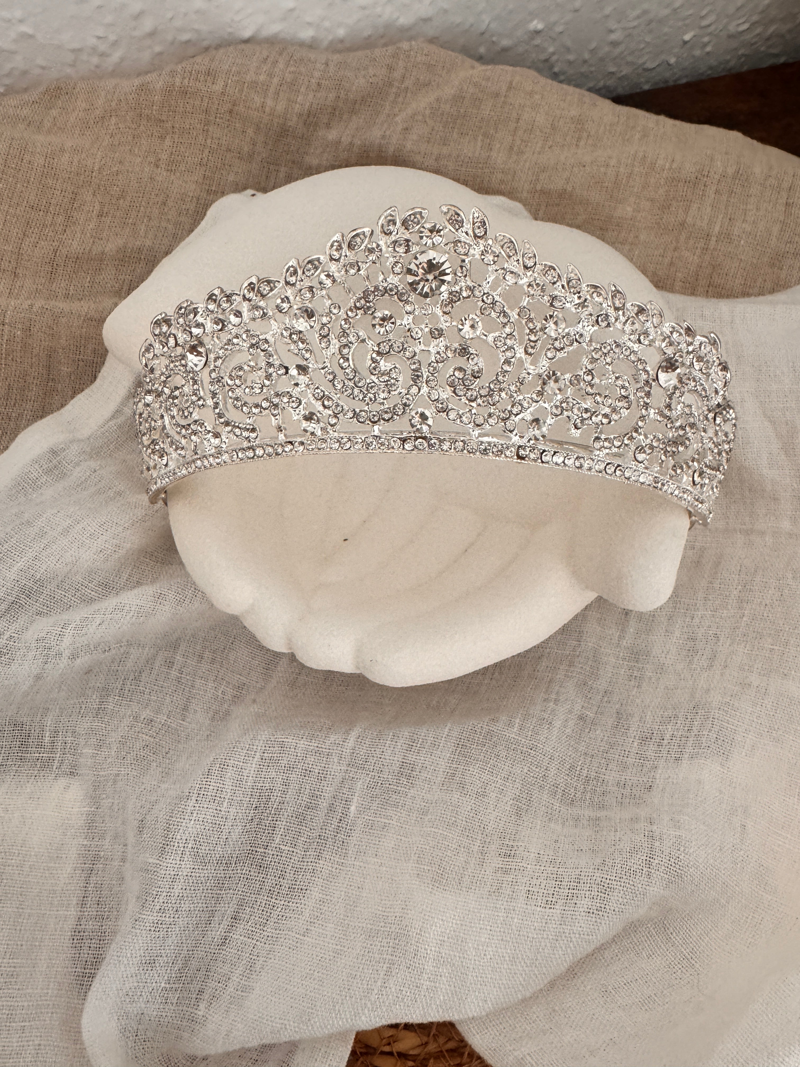 Diadem Silber – Haarschmuck mit Strass 5 cm hoch | ONDEGO®