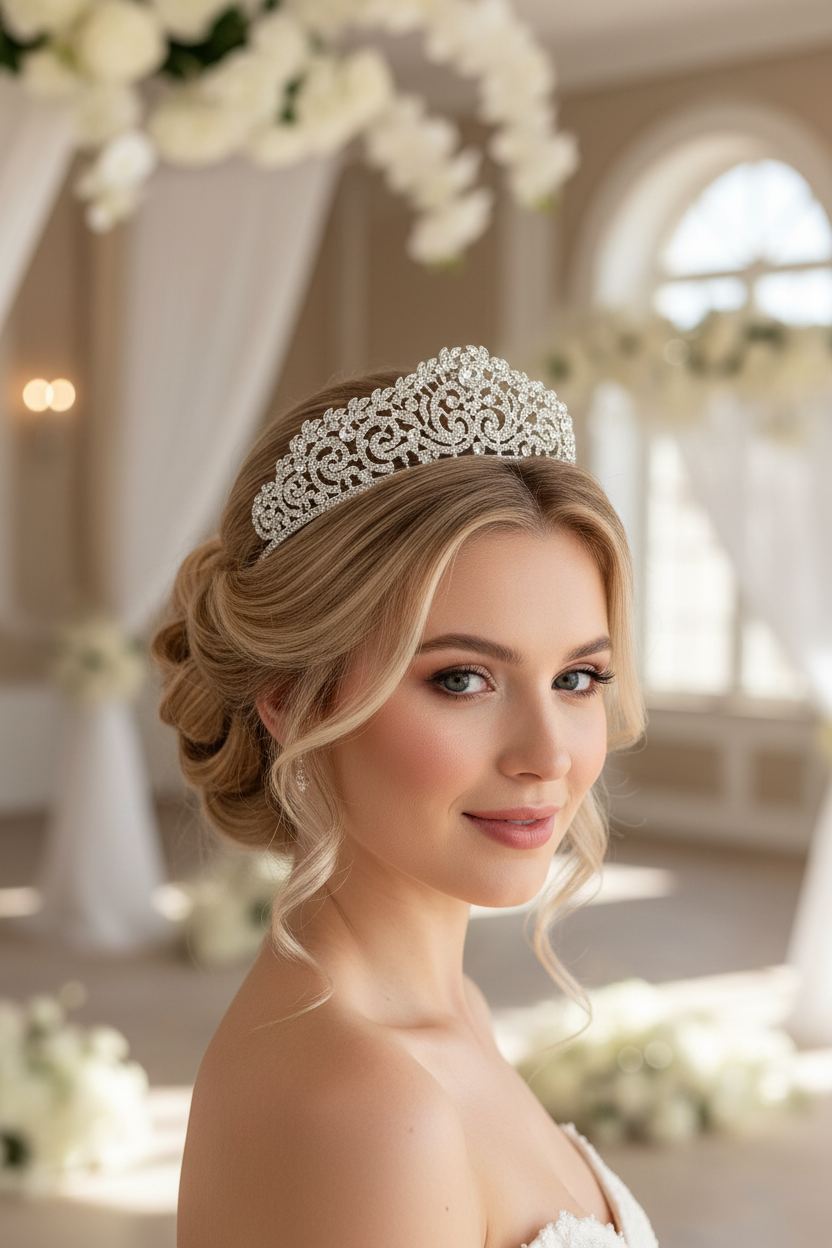 Diadem Silber – Haarschmuck mit Strass 5 cm hoch | ONDEGO®
