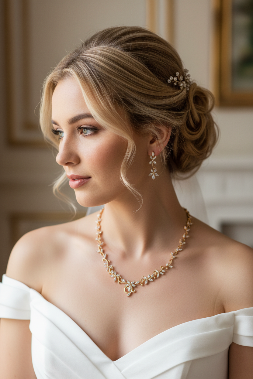 Zirkonia Schmuckset Gold – Collier & Ohrringe im eleganten Blätterdesign | ONDEGO®