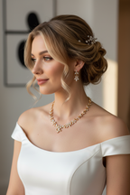 Zirkonia Schmuckset Gold – Collier & Ohrringe im eleganten Blätterdesign | ONDEGO®