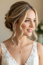 Schmuckset Gold mit Zirkonia – Halskette & Ohrringe | Brautschmuck Hochzeit Damen