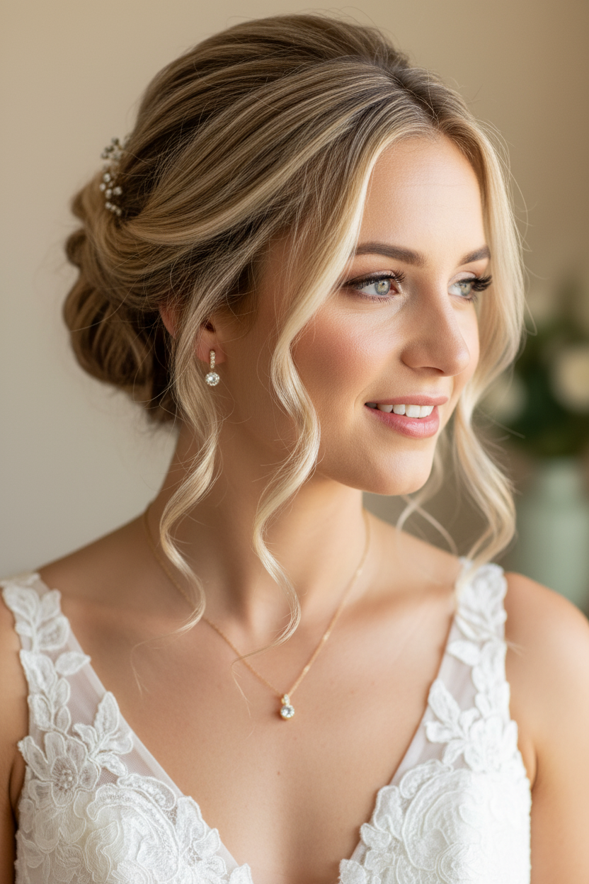 Schmuckset Gold mit Zirkonia – Halskette & Ohrringe | Brautschmuck Hochzeit Damen