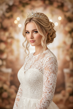 Braut Diadem Gold 6 cm – Strass Krone mit Ösen | ONDEGO®