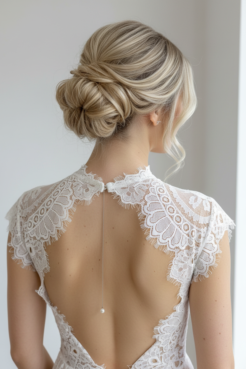 Silber Edelstahl Schmuckset mit Perle – Halskette & abnehmbare Rückenkette | ONDEGO®