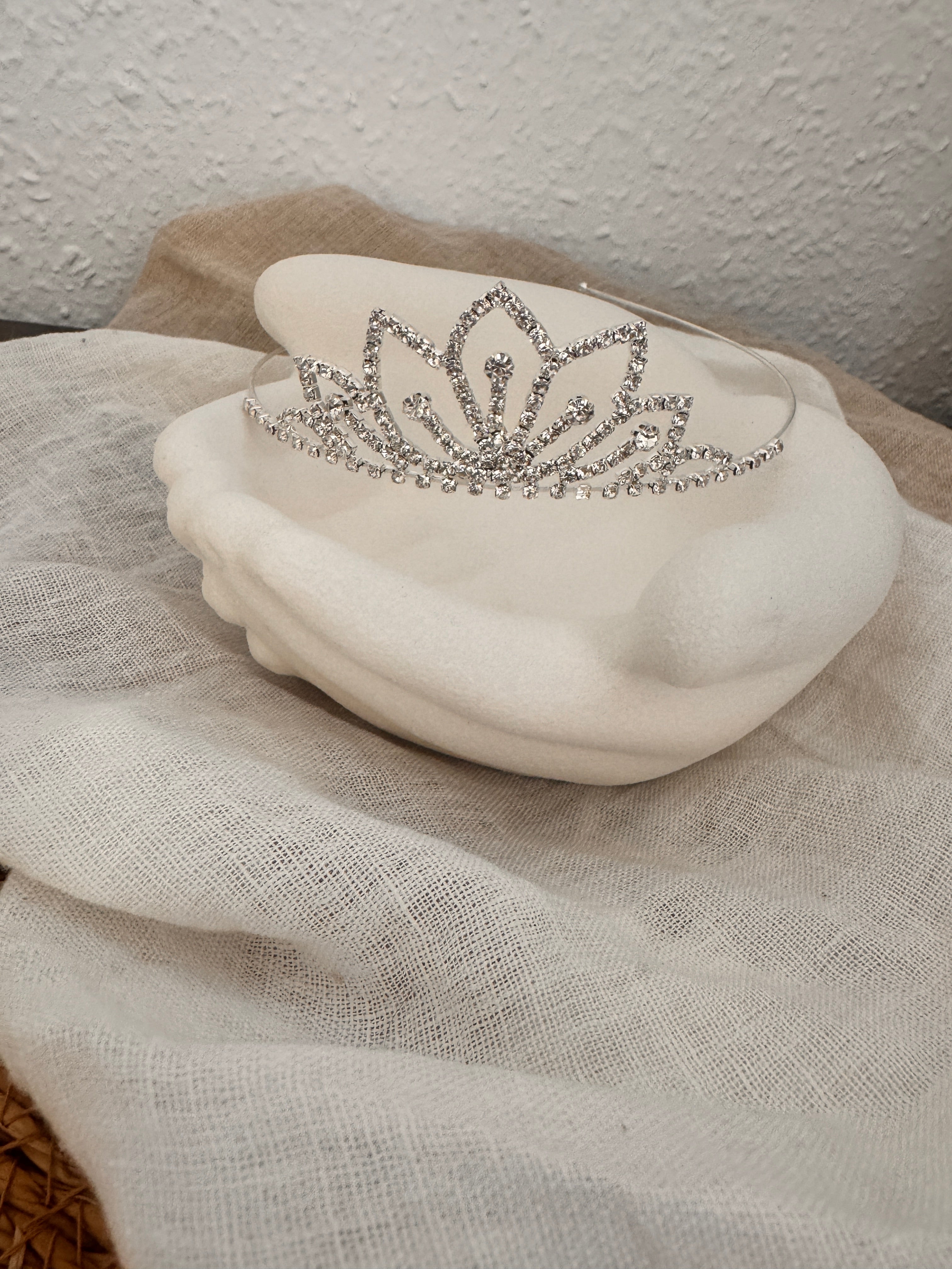 Diadem Silber – Strass Tiara 3,5 cm hoch elegant | ONDEGO®