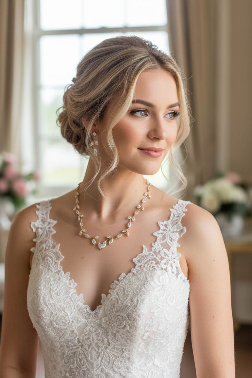 Zirkonia Schmuckset Gold – Collier, Ohrringe & Armband mit Blattdesign | ONDEGO®