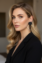 Statement Ohrringe Schwarz Gold – 10 cm geometrisch | ONDEGO®