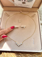 Gold Zirkonia Schmuckset mit Mini-Ohrringen – filigranes Collier | ONDEGO®
