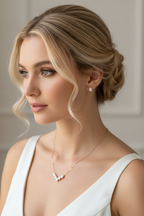 Gold Zirkonia Schmuckset mit Mini-Ohrringen – filigranes Collier | ONDEGO®