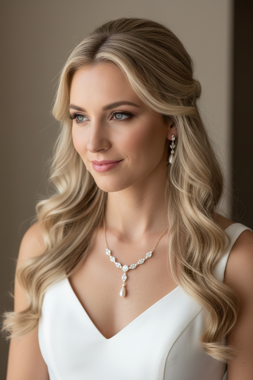 Elegantes Brautschmuck Set Gold – Zirkonia Kette & Ohrringe | ONDEGO®