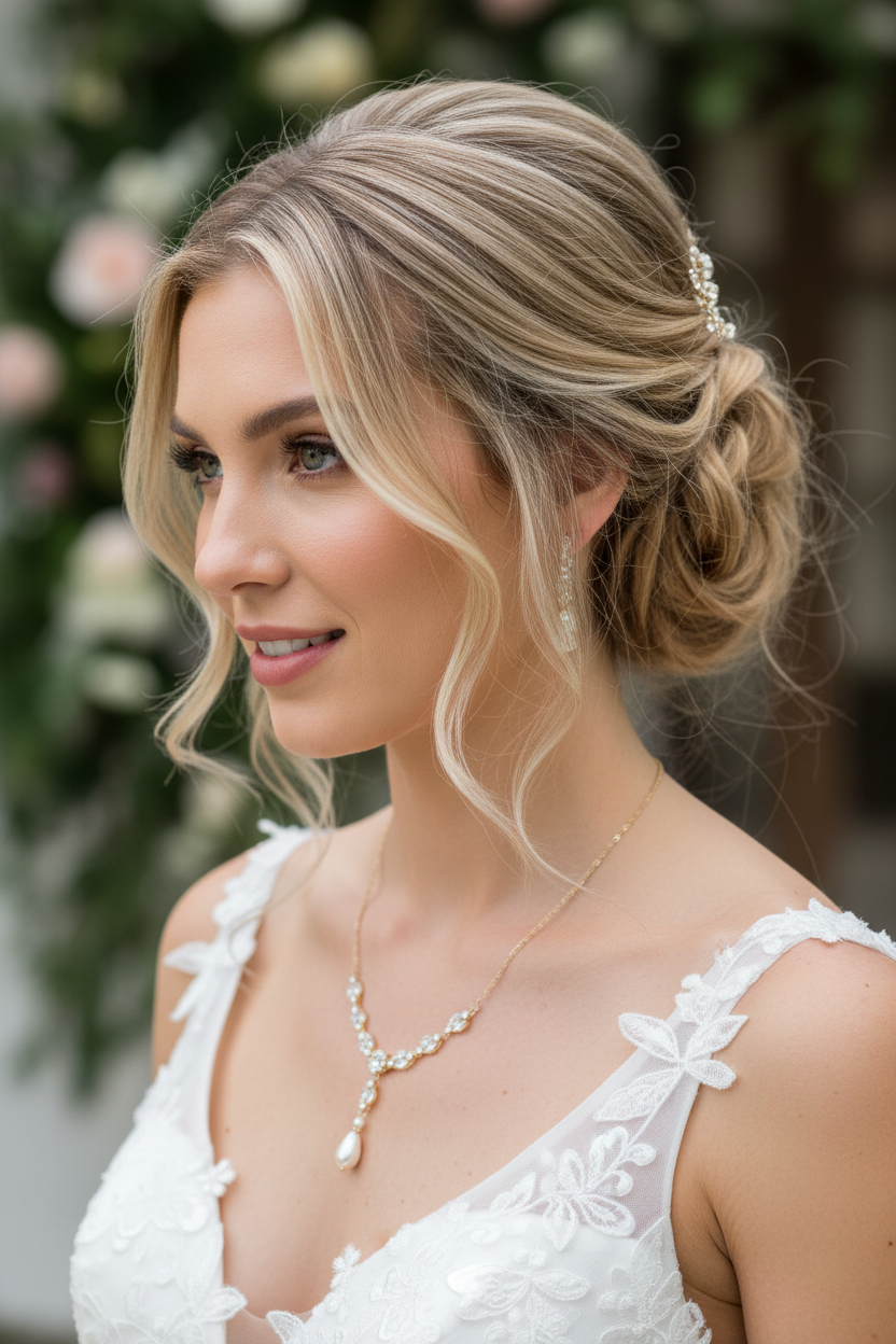 Elegantes Brautschmuck Set Gold – Zirkonia Kette & Ohrringe | ONDEGO®