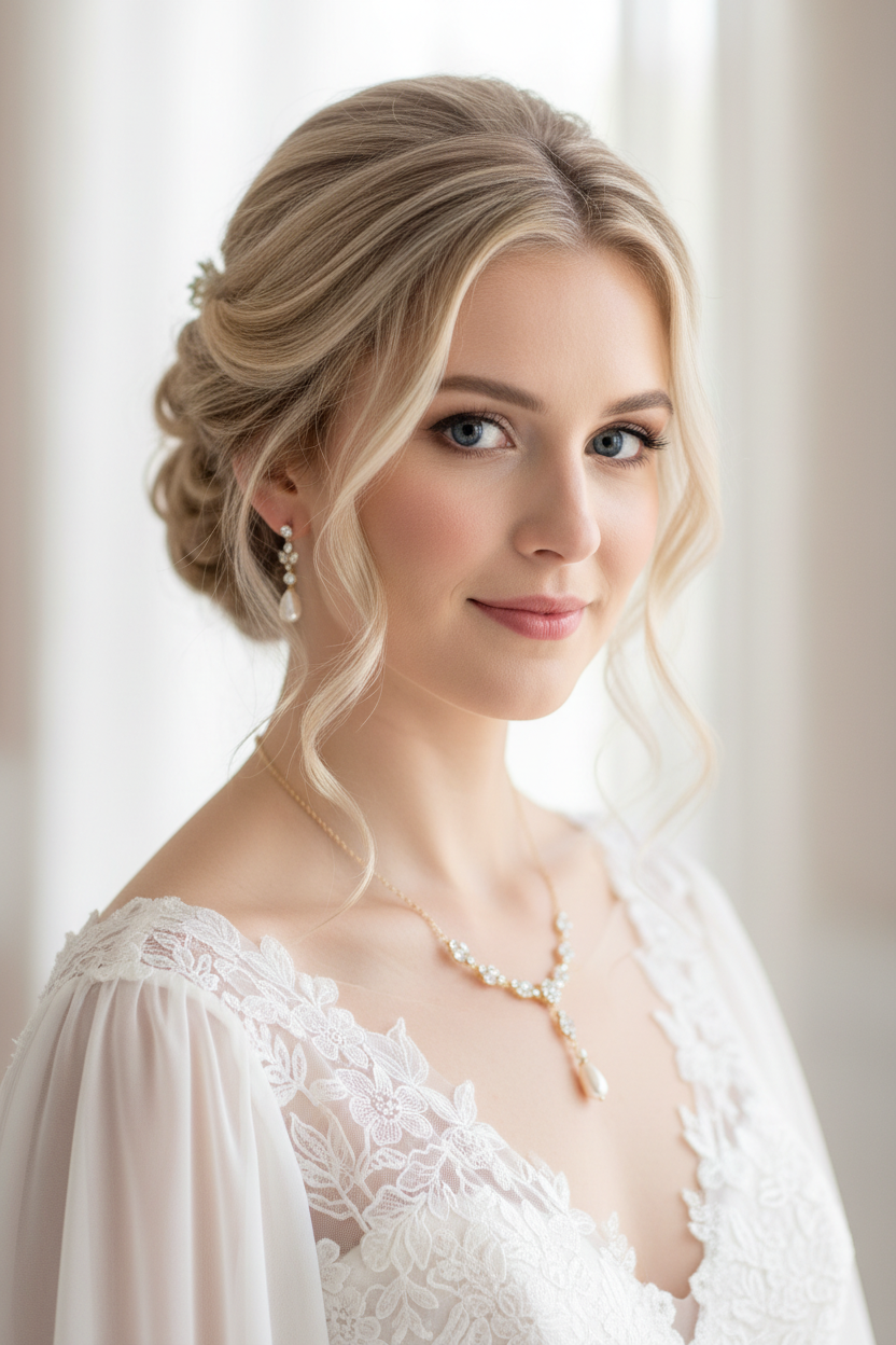 Elegantes Brautschmuck Set Gold – Zirkonia Kette & Ohrringe | ONDEGO®