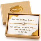 Stern Armband Freundin mit Geschenkbox & Spruchkarte – Edelstahl Gold