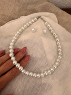 Brautschmuck Set Perlen Weiß – 2-teilig Kette & Ohrringe  | ONDEGO®