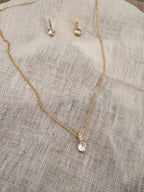 Schmuckset Gold mit Zirkonia – Halskette & Ohrringe | Brautschmuck Hochzeit Damen