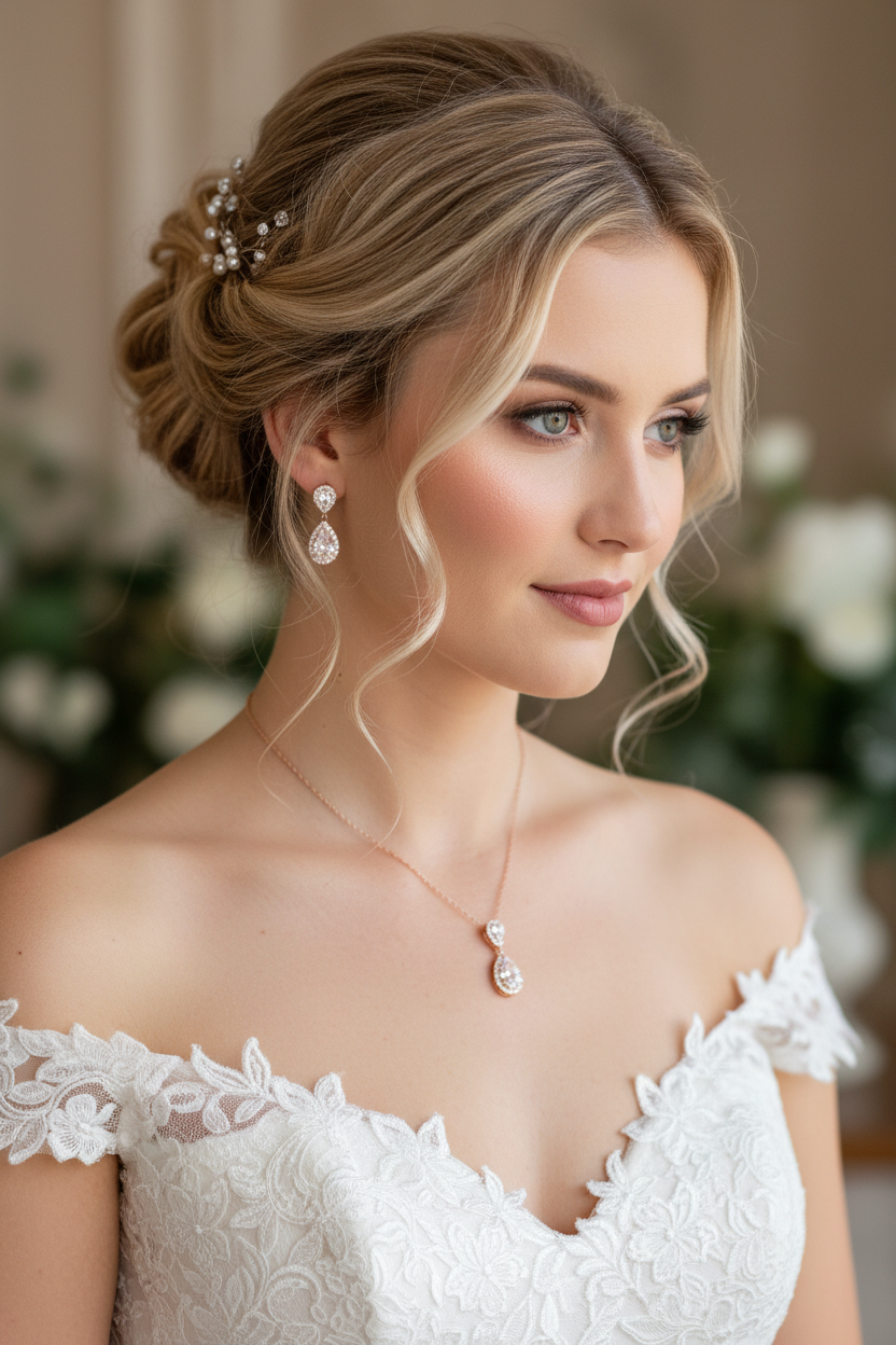 Brautschmuck Set Roségold – Zirkonia Tropfen Kette, Ohrringe & Armband verstellbar | ONDEGO®