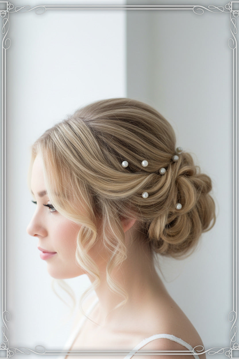 Klassische Perlen Curlies Silber – 6er Set Haarspiralen mit großer Perle für Braut, Hochzeit & festliche Frisuren | ONDEGO®