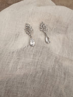 Zirkonia Tropfen Ohrringe Silber – Braut Ohrringe mit Tropfenanhänger 4 cm | Hochzeitsschmuck Damen