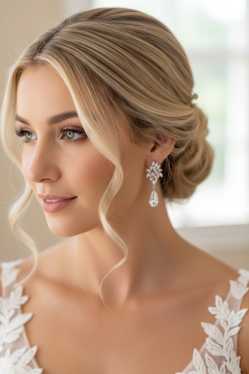 Zirkonia Tropfen Ohrringe Silber – Braut Ohrringe mit Tropfenanhänger 4 cm | Hochzeitsschmuck Damen