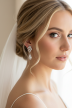 Zirkonia Tropfen Ohrringe Silber – Braut Ohrringe mit Tropfenanhänger 4 cm | Hochzeitsschmuck Damen