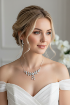 Zirkonia Blüten Schmuckset Silber – Collier, Ohrringe & Armband mit AAA+ Zirkonia | ONDEGO®