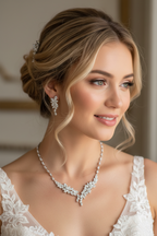 Zirkonia Schmuckset Silber – Collier & Ohrringe im eleganten Blätterdesign Brautschmuck | ONDEGO®