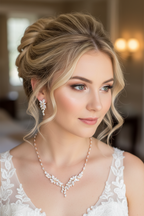 Zirkonia Schmuckset Gold – Collier & Ohrringe im eleganten Blätterdesign Brautschmuck | ONDEGO®