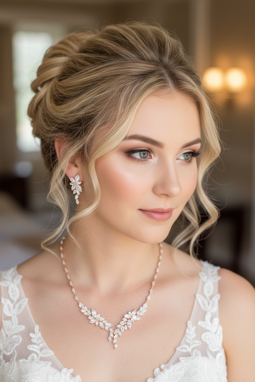 Zirkonia Schmuckset Gold – Collier & Ohrringe im eleganten Blätterdesign Brautschmuck | ONDEGO®