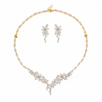 Zirkonia Schmuckset Gold – Collier & Ohrringe im eleganten Blätterdesign Brautschmuck | ONDEGO®
