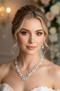 Zirkonia Schmuckset Silber – Collier & Ohrringe im Blütendesign Brautschmuck | ONDEGO®