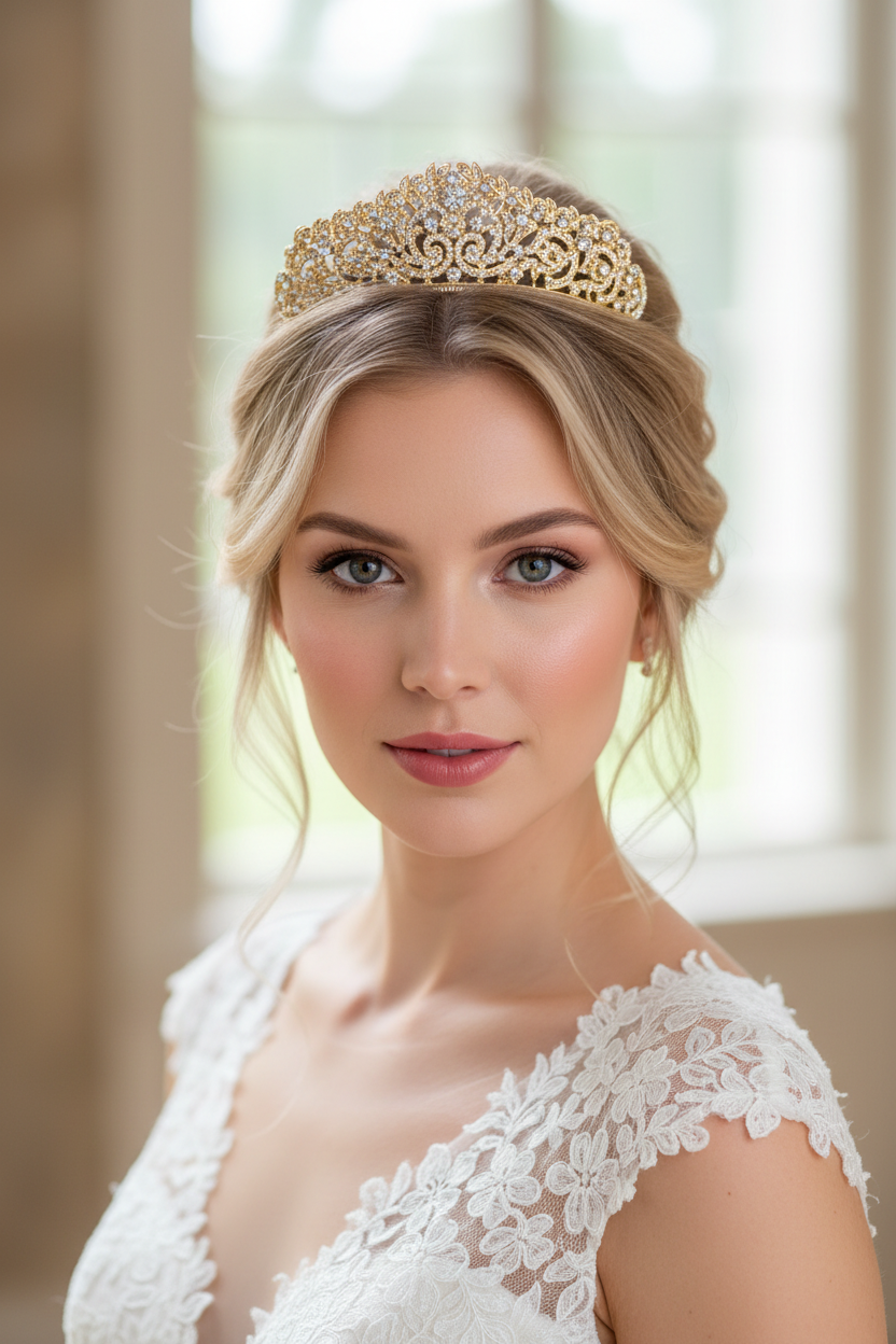 Diadem Gold – Haarschmuck mit Strass 5 cm hoch | ONDEGO®
