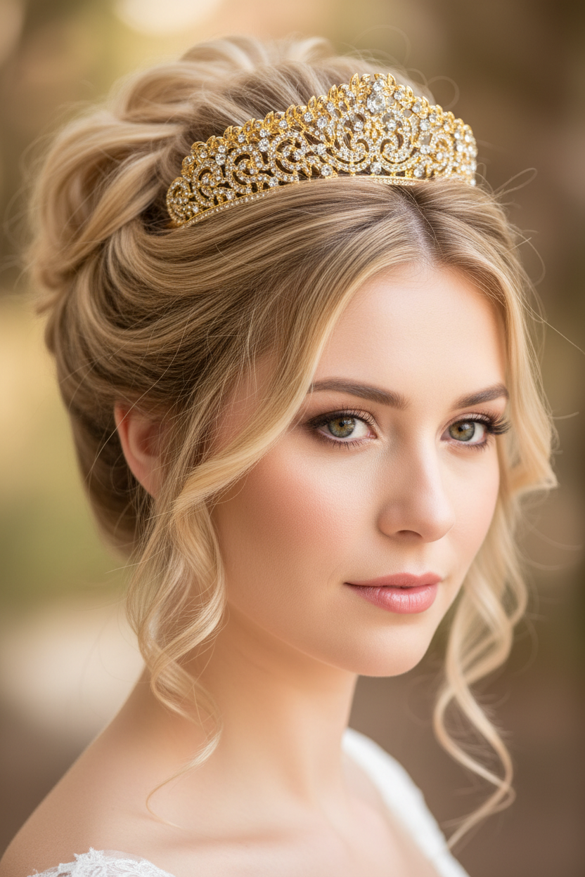Diadem Gold – Haarschmuck mit Strass 5 cm hoch | ONDEGO®