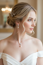 Zirkonia Perlen Schmuckset Rückenkette Silber – Brautschmuck mit abnehmbarer Rücken-Kette & Ohrringen | ONDEGO®