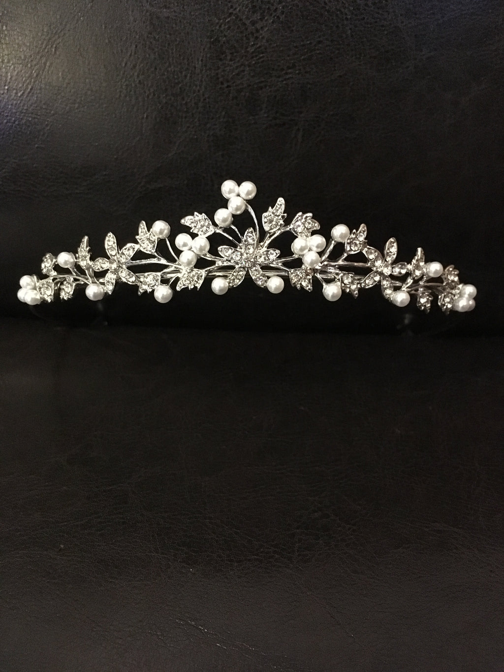 Perlen Strass Diadem Silber – eleganter Haarschmuck mit Ösen für Hochzeit & Braut | ONDEGO®