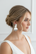 Silber Statement Ohrringe Damen – Große Hängeohrringe mit Plättchen Design | ONDEGO®