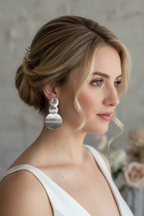 Silber Statement Ohrringe Damen – Große Hängeohrringe mit Plättchen Design | ONDEGO®