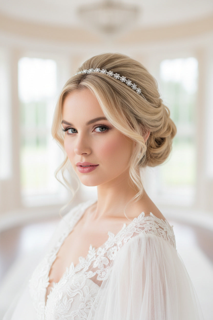 Strass Diadem Silber – Hochzeit Tiara, Braut Haarschmuck, glitzernde Krone | ONDEGO®