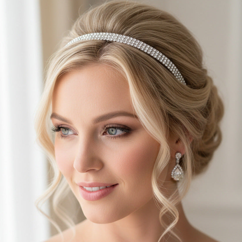 Strass Diadem Silber – zarte Tiara für Hochzeit & Braut, glitzernder Haarschmuck | ONDEGO®