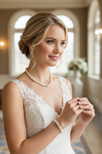 Brautschmuck Set Perlen Weiß – 3-teilig Kette, Armband & Ohrringe mit Strass | ONDEGO®