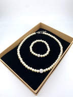 Brautschmuck Set Perlen Weiß – 3-teilig Kette, Armband & Ohrringe mit Strass | ONDEGO®