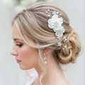 XS Blüten Haarkamm – Ivory Blüten & Strass | Dezenter Brauthaarschmuck | ONDEGO®