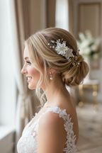 XS Blüten Haarkamm – Ivory Blüten & Strass | Dezenter Brauthaarschmuck | ONDEGO®