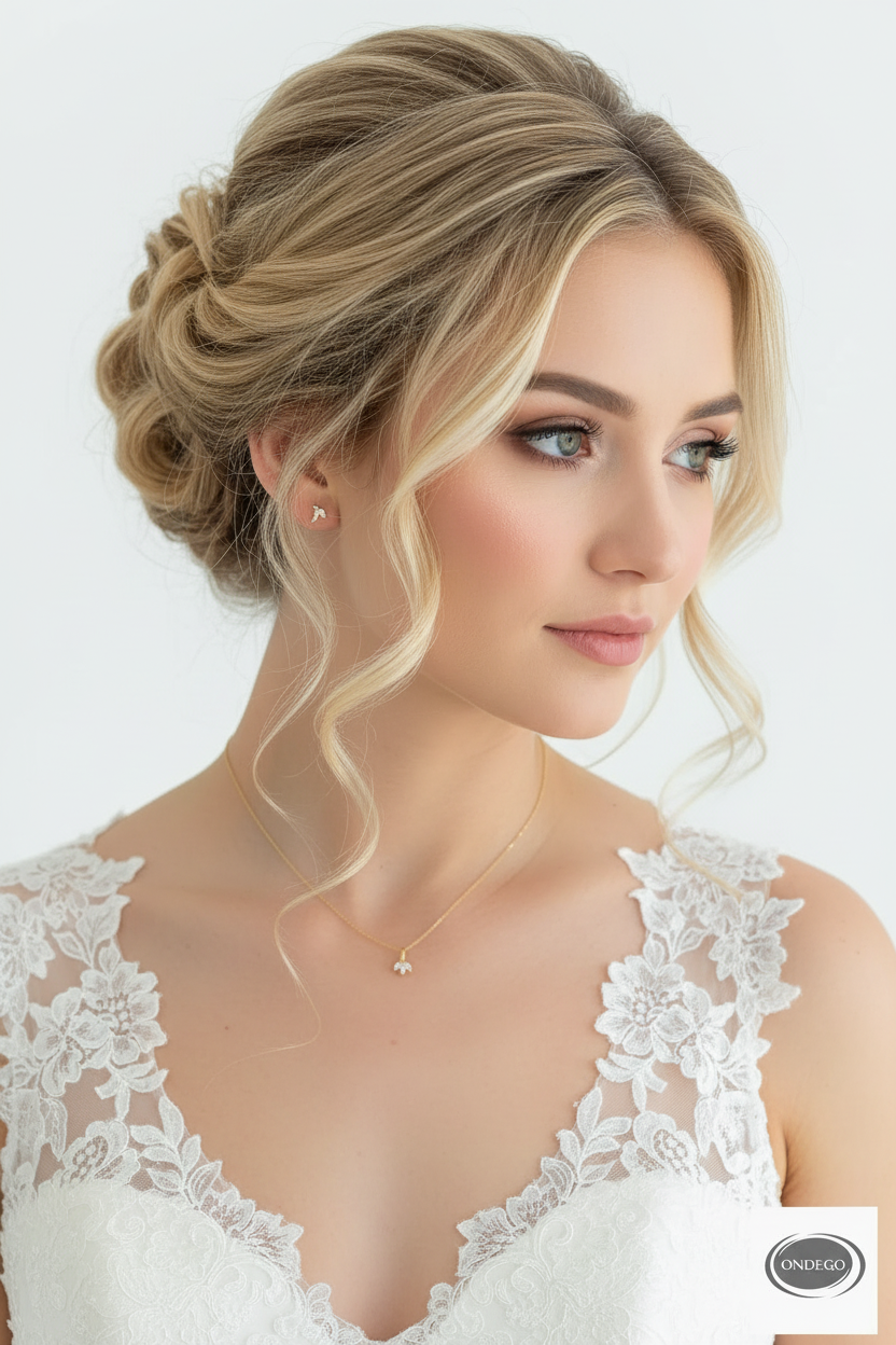 18K Vergoldetes Schmuckset aus 925 Silber – Halskette & Ohrringe Minimalistisch Elegant Brautschmuck | ONDEGO®