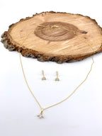 18K Vergoldetes Schmuckset aus 925 Silber – Halskette & Ohrringe Minimalistisch Elegant Brautschmuck | ONDEGO®