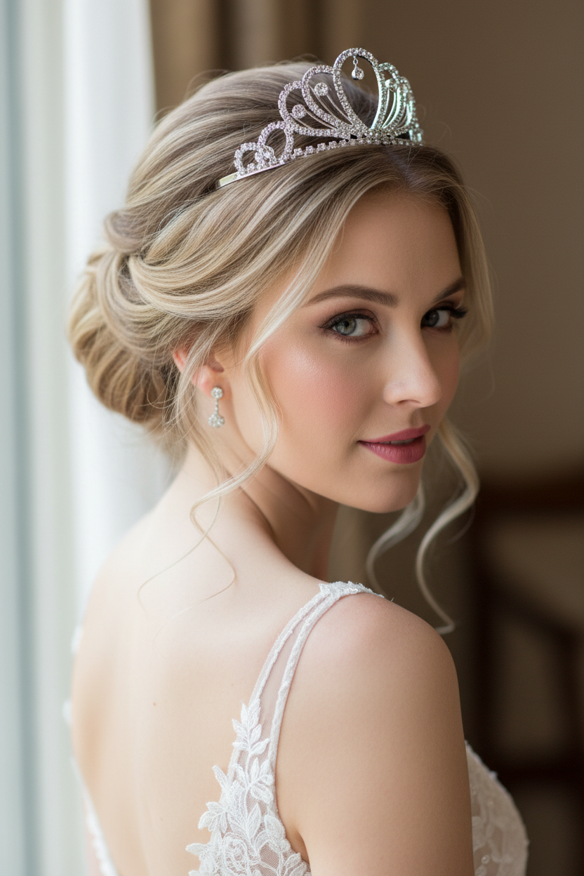 Silber Strass Diadem – funkelnder Haarreif mit Kamm für Brautfrisuren & festliche Anlässe | ONDEGO®