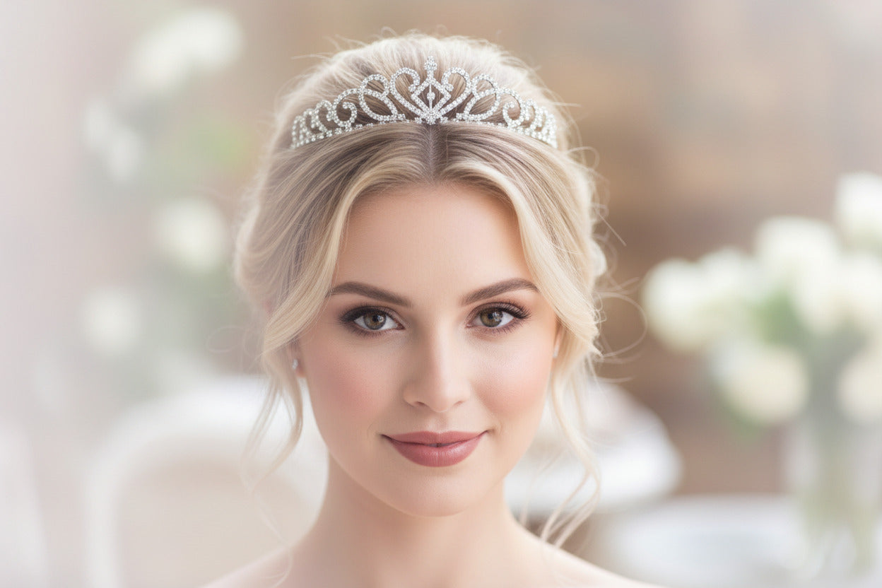 Silber Strass Haarreif – elegante Tiara für Braut, Mädchen & festliche Anlässe | ONDEGO®