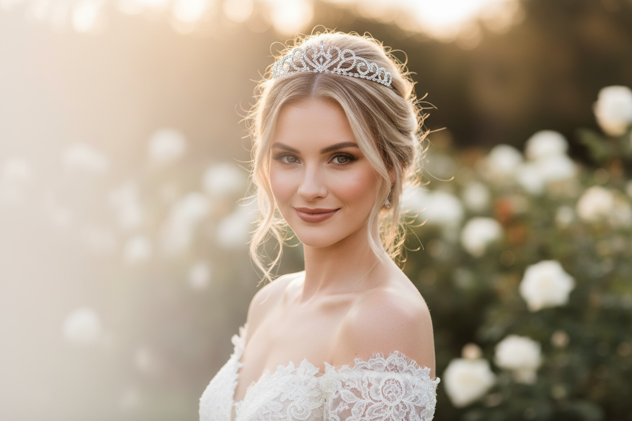 Silber Strass Haarreif – elegante Tiara für Braut, Mädchen & festliche Anlässe | ONDEGO®