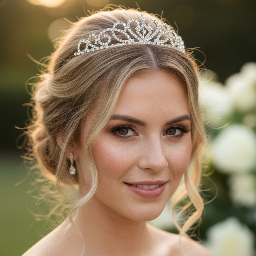 Silber Strass Haarreif – elegante Tiara für Braut, Mädchen & festliche Anlässe | ONDEGO®