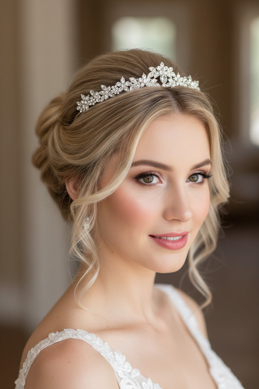 Silber Strass Diadem – edler Haarreif mit Kunstperlen für Braut & Festfrisuren | ONDEGO®