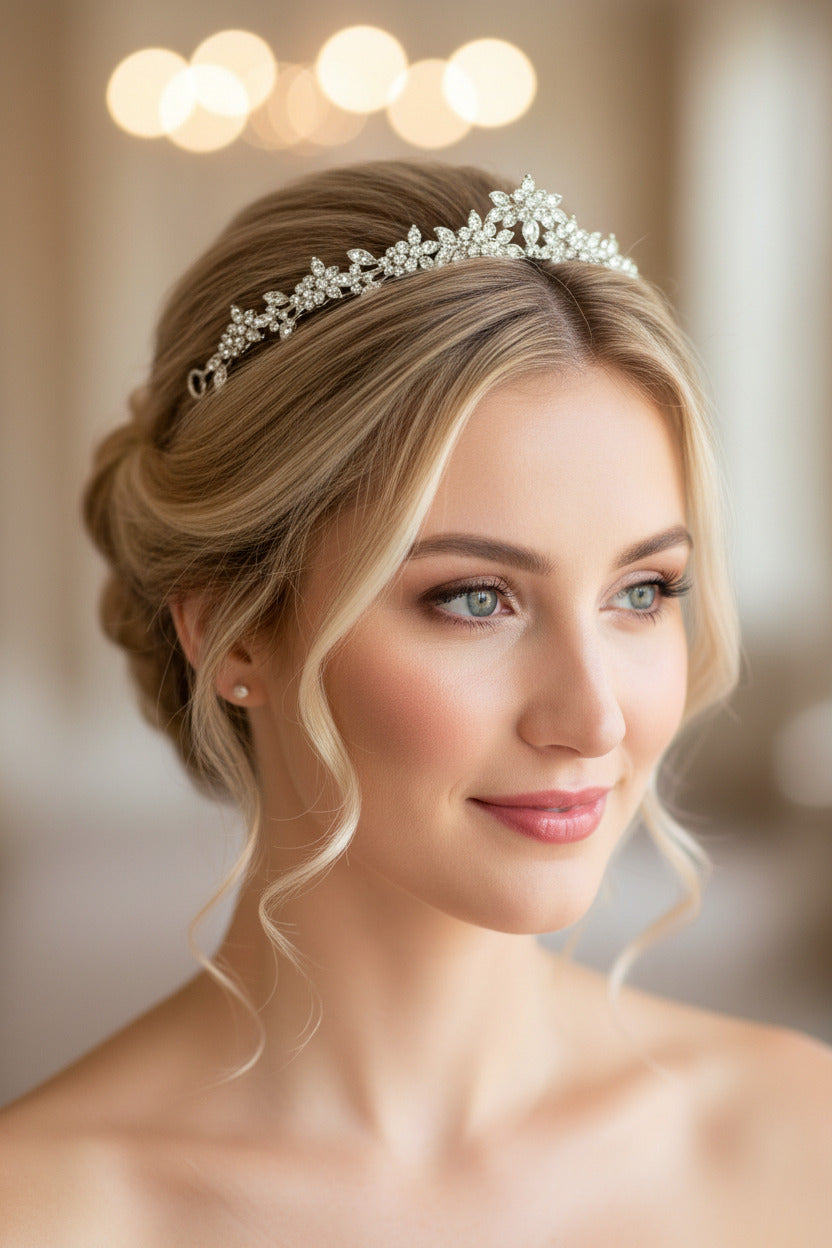 Silber Strass Diadem – edler Haarreif mit Kunstperlen für Braut & Festfrisuren | ONDEGO®